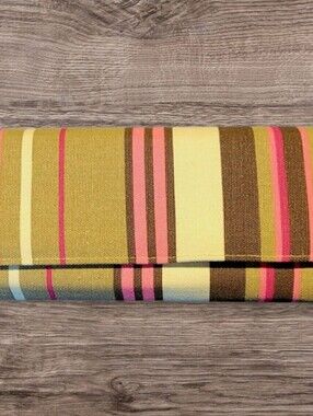 🤎 Super Cute, Lightweight Stripe Canvas Wallet in Yellow, Brown, Pink NWOT